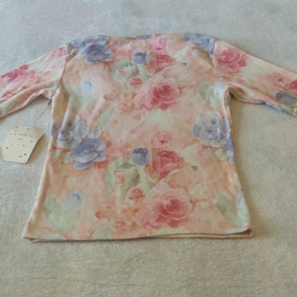 Vintage 90's 976 Clue Pink Floral Print Feather Boa Sweater NWT - Picture 5 of 7